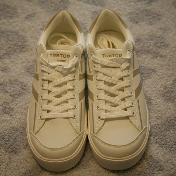 Tretorn Women's Casual Sneakers, Size 9, White/Gold - Picture 1 of 4